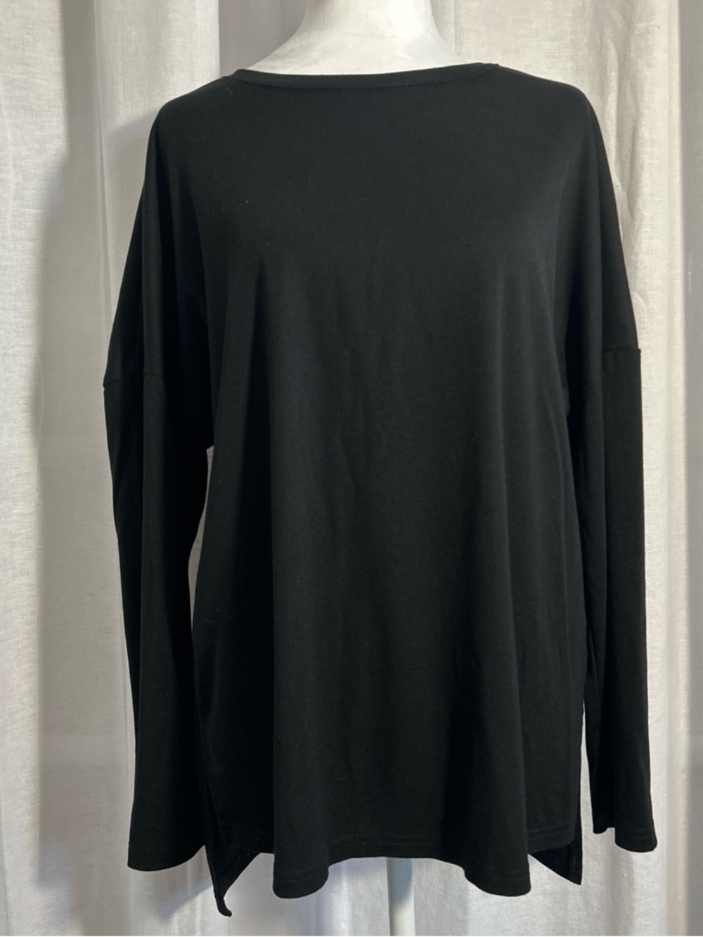 Black Long Sleeve Boatneck Top - Unbranded